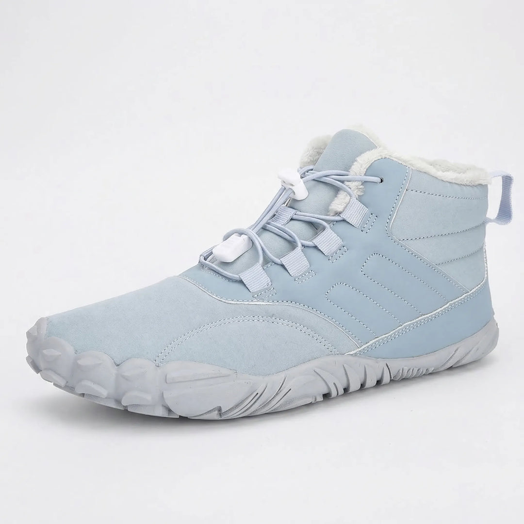 Outdoor unisex barefoot winter ankle boots. Offers natural movement, warmth, and waterproof protection.