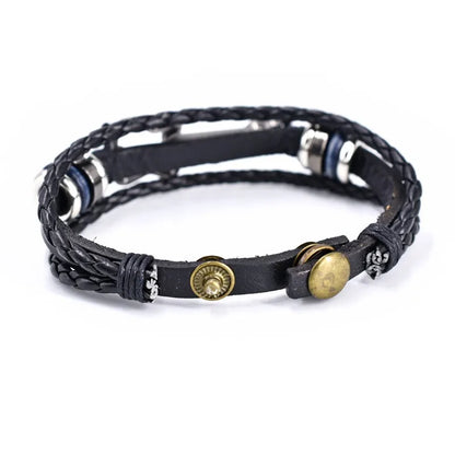 Stylish leather bracelet with bass guitar charm. Music jewelry, ideal gift for musicians & rock fans.