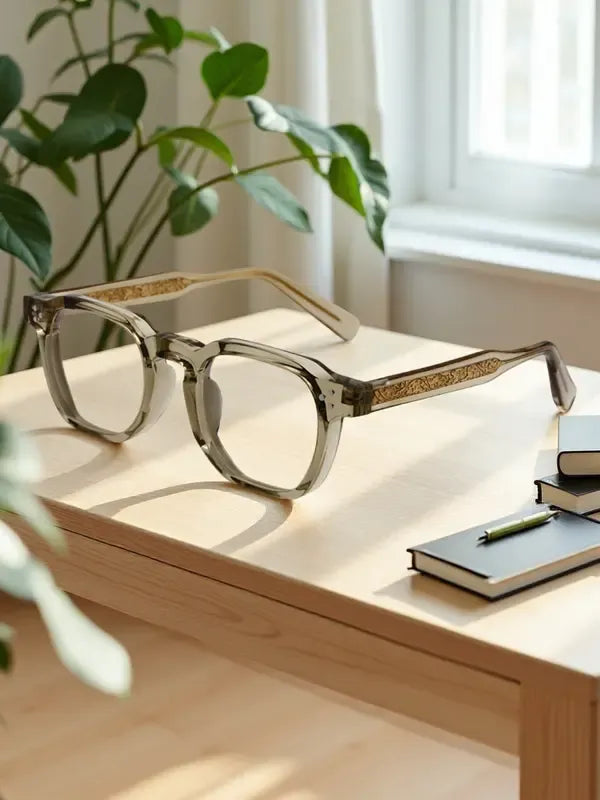 Square acetate frame blue light blocking computer glasses for men & women. Protect your eyes from digital strain.