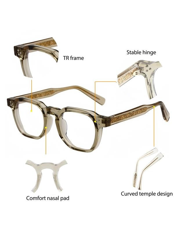 Belmont blue light filtering glasses with a sleek square frame. Unisex design for comfortable digital eye protection.