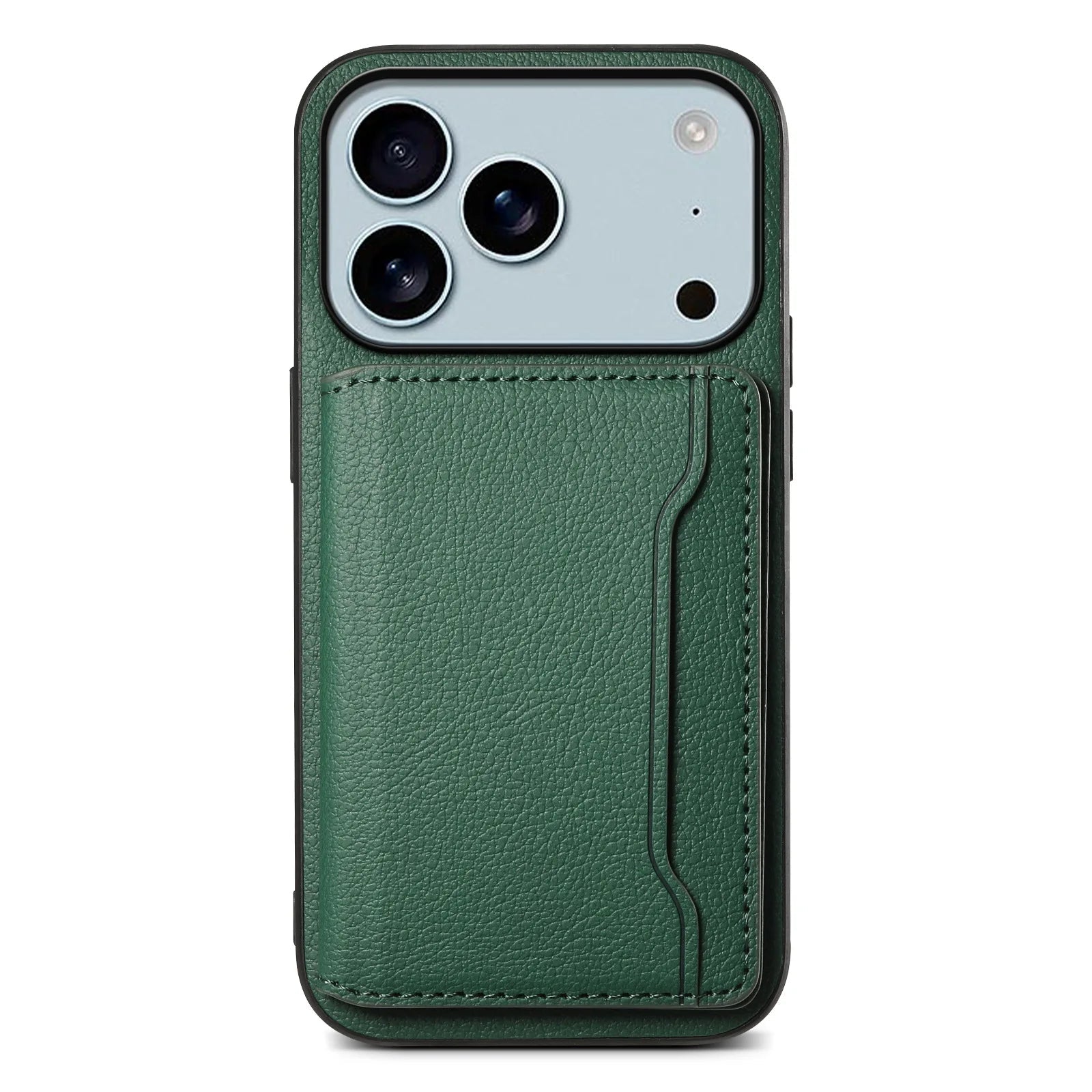 Modern unisex bifold smartphone wallet case. Combines phone protection, card holder, and kickstand.