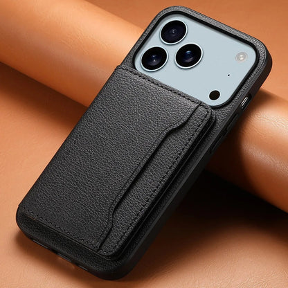 Durable unisex vegan leather bifold smartphone case. Excellent device protection, card holder, kickstand.