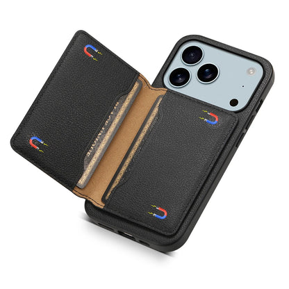 Functional bifold smartphone case with multiple card slots. Vegan leather, secure magnetic closure.