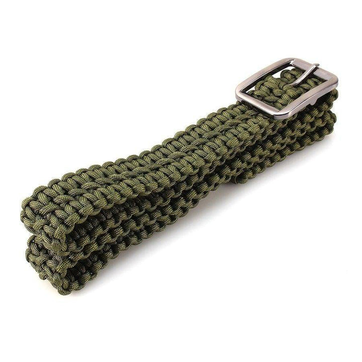 Adventure-ready unisex 550 paracord belt in a tan color, great for hiking and survival gear