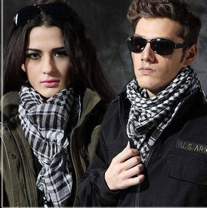 Unisex black and white traditional keffiyeh shemagh head neck scarf, 100% cotton