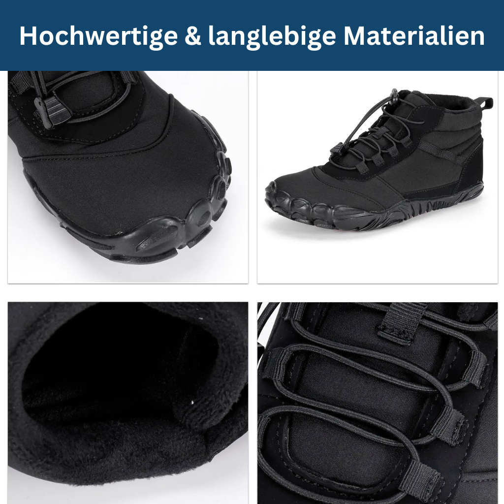 Thermal barefoot shoes for unisex adults, flexible sole, ideal for winter outdoor activities.
