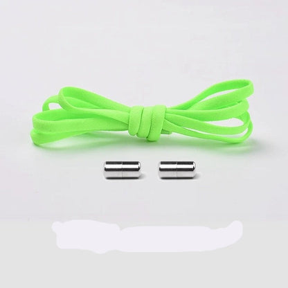 Pink no-tie elastic shoelaces, designed for easy slip-on in children's shoes