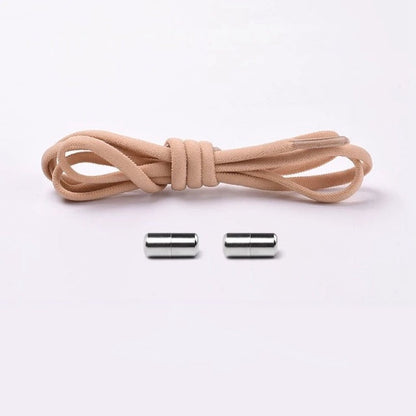 Unisex black no-tie elastic shoelaces, showcasing stretch and comfort for all
