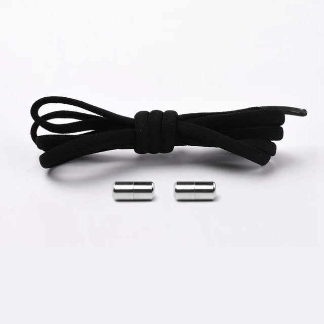Blue no-tie elastic shoelaces, promoting comfort and convenience for active shoes
