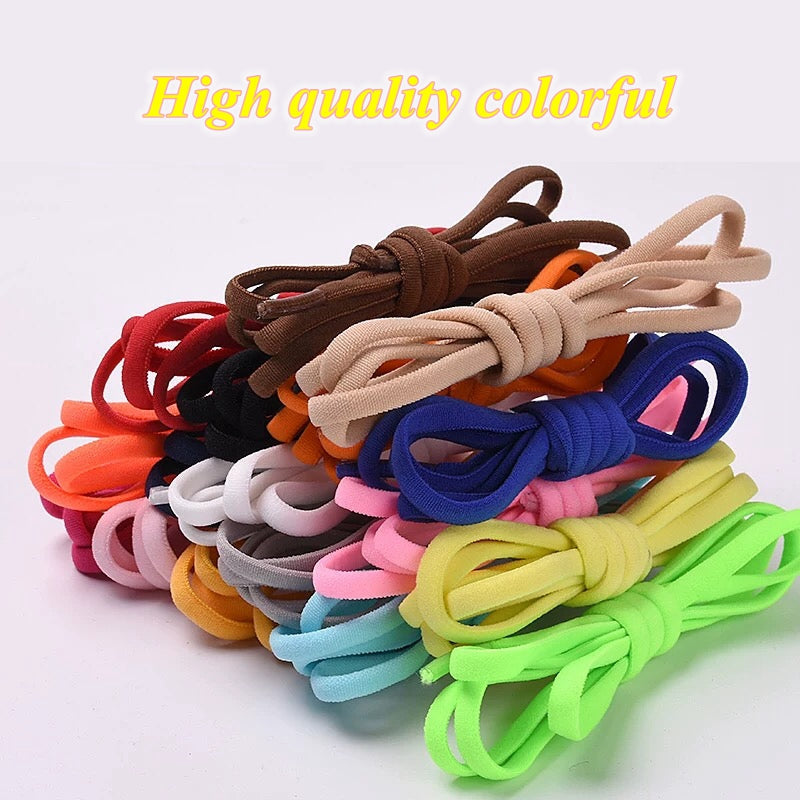 Grey elastic no-tie shoelaces, simplifying adult and children's shoes