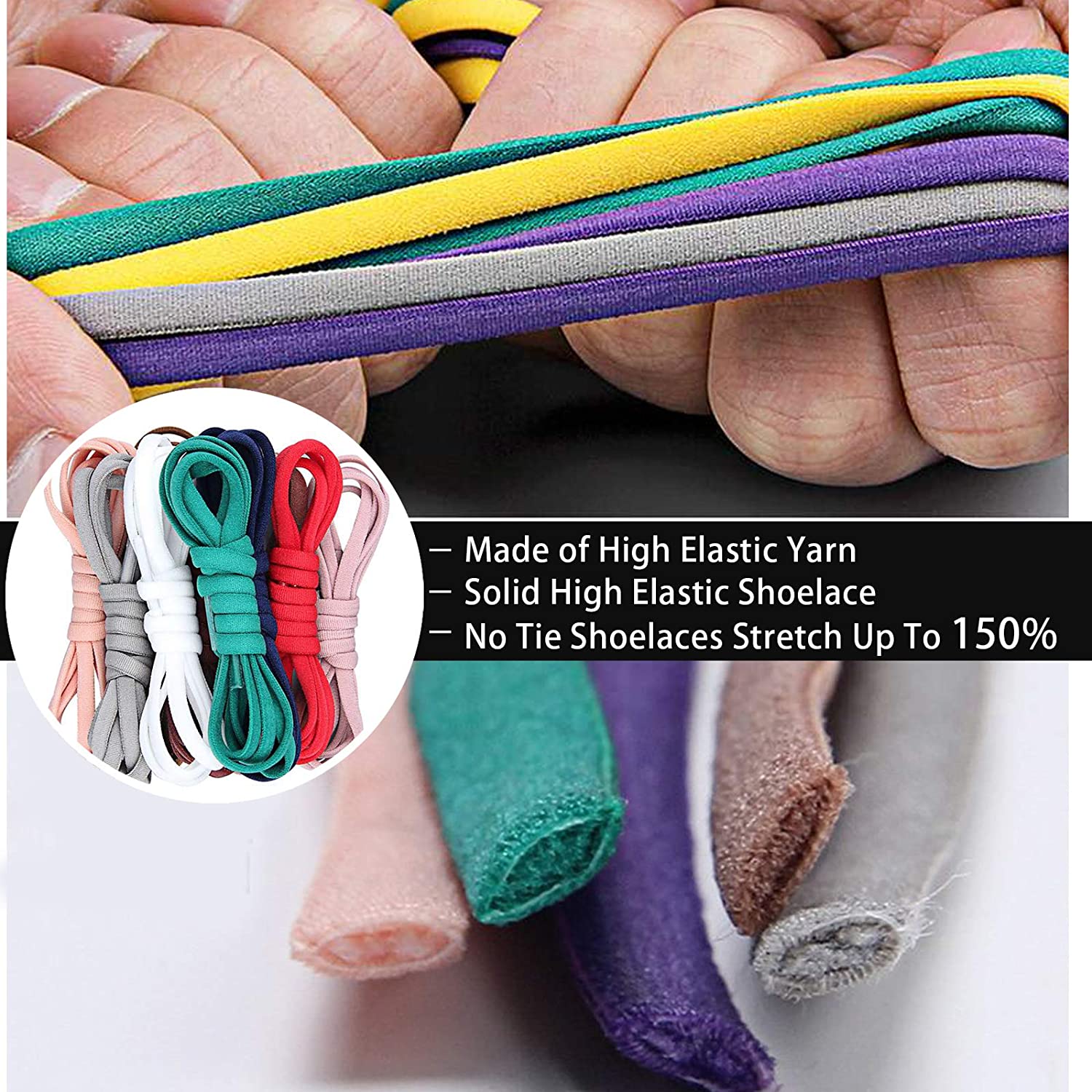 Purple no-tie elastic laces, ideal for quick slip-on functionality in footwear