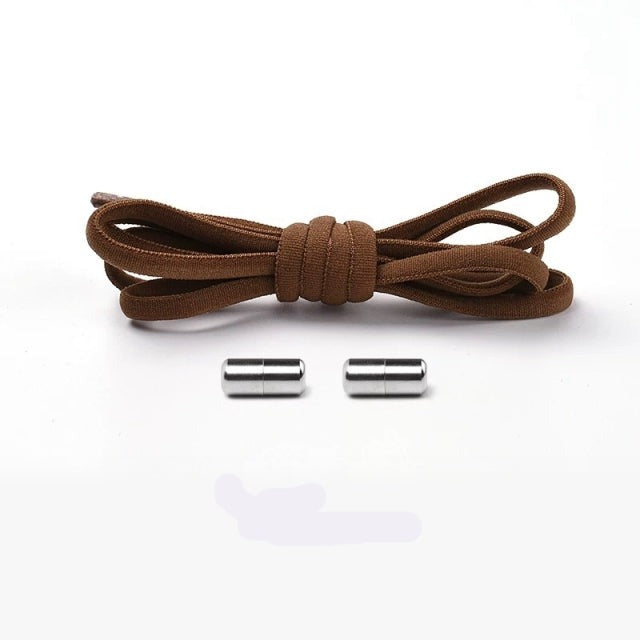 Orange elastic no-tie laces, a practical footwear accessory for active lifestyles