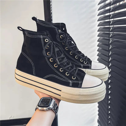 Elevated style unisex high top platform sneakers. Versatile footwear for everyday and street fashion.