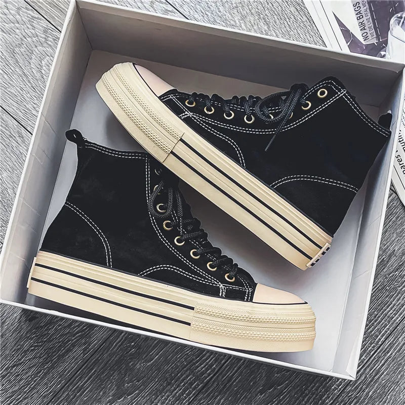 Stylish platform high tops, a trendy unisex shoe perfect for casual and elevated street looks.