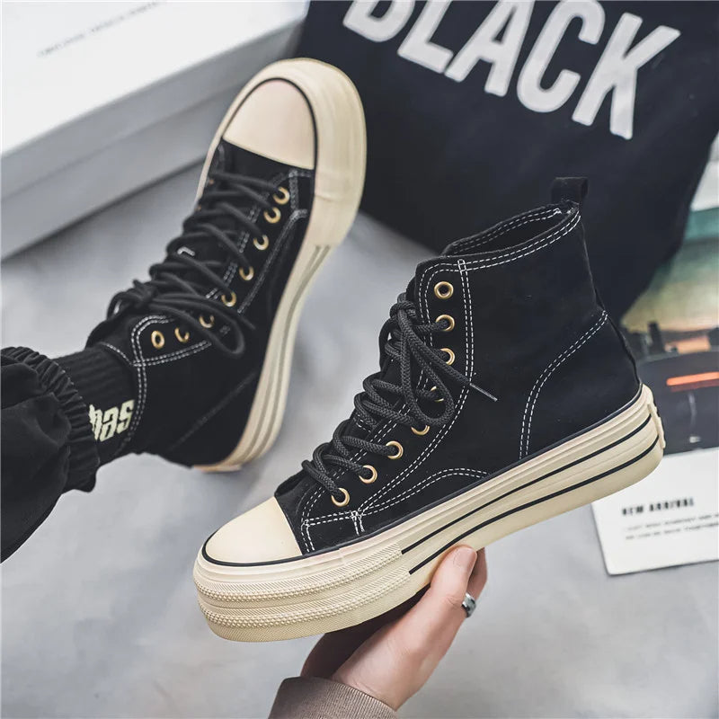 Modern high top platform casual shoes. Unisex design for ultimate comfort and trendiness.