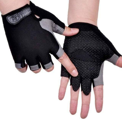 Back of hand detail on unisex sports gloves, breathable mesh material