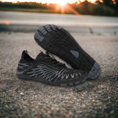 Unisex black flexible barefoot shoes for natural foot health & minimalist exercise