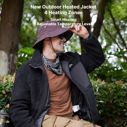Technical view of unisex heated jacket's internal heating elements, optimal for winter gear