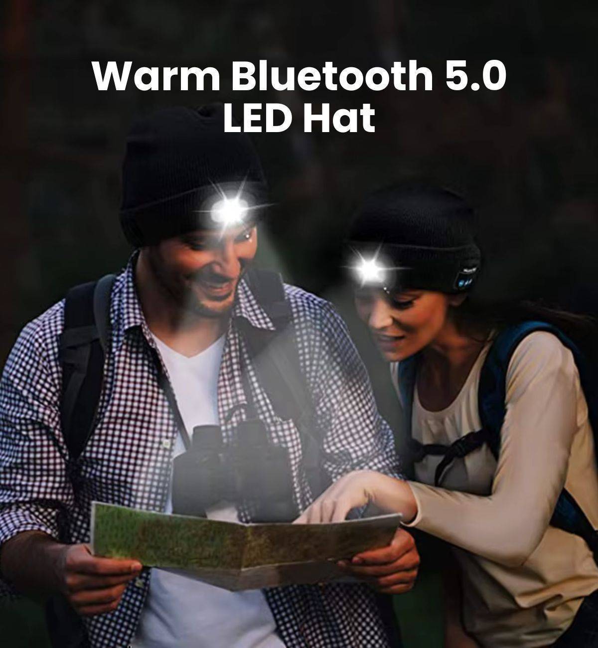 Rechargeable LED knit hat with Bluetooth connectivity, a practical and warm outdoor gear essential