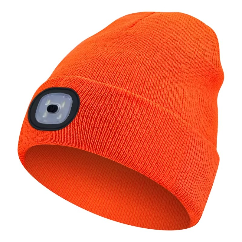 Black LED beanie hat with the light off, appearing as a standard stylish winter hat.