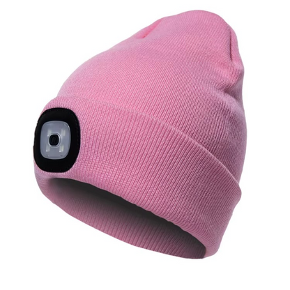 Unisex rechargeable LED beanie in brown, a versatile and practical accessory for outdoor enthusiasts.