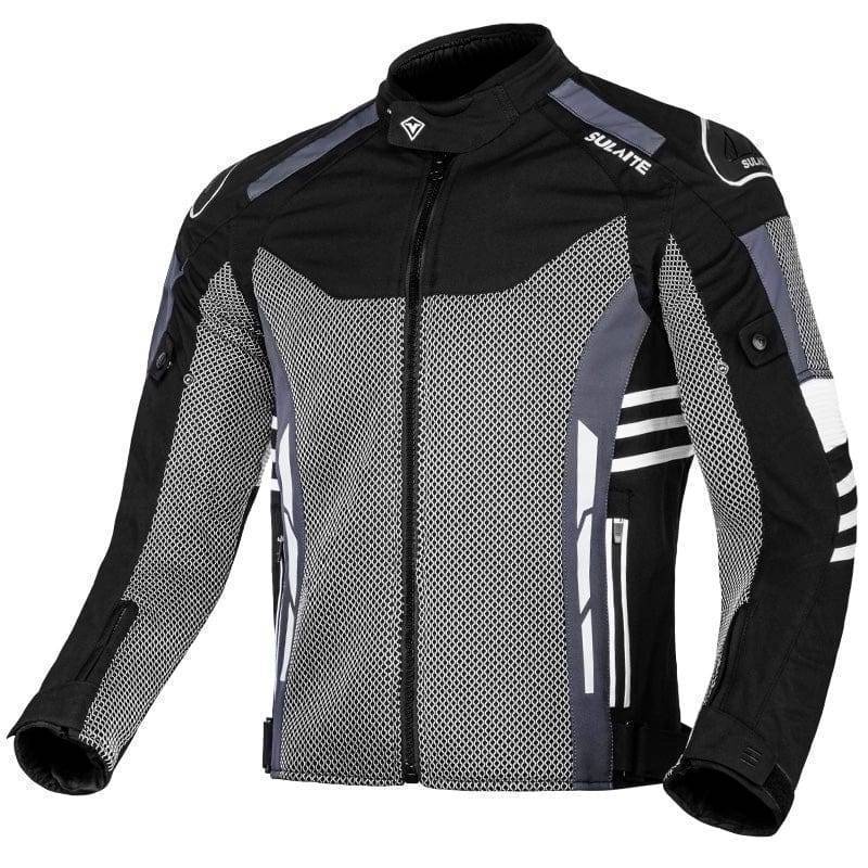 Unisex black mesh motorcycle jacket with CE armor for summer riding protection