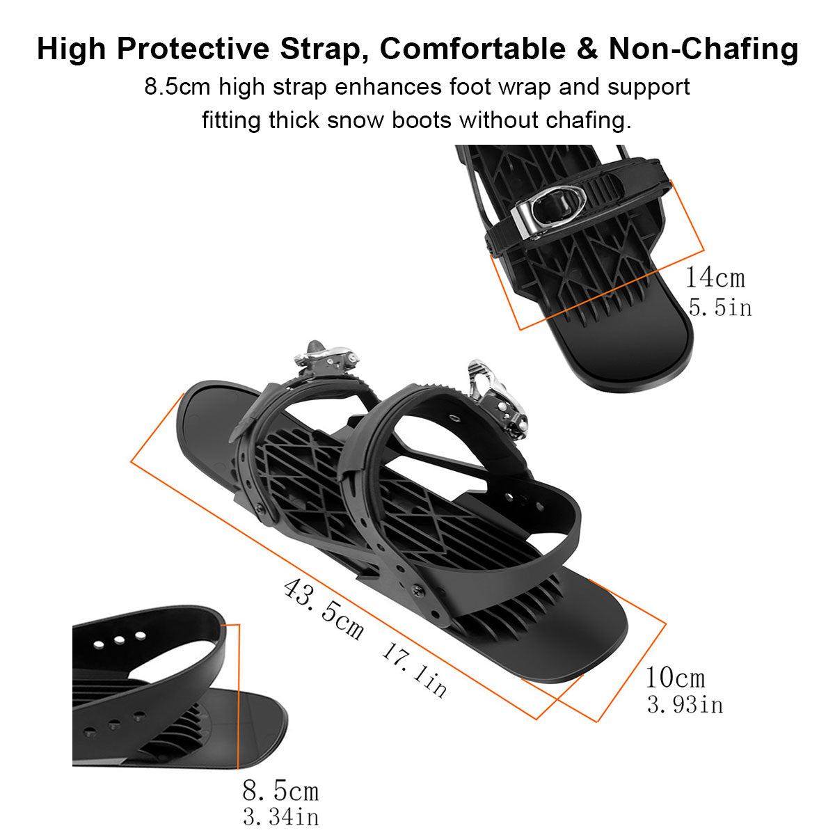 Red mini snow skates, ideal for kids and adults learning to ski or enjoying casual winter sports