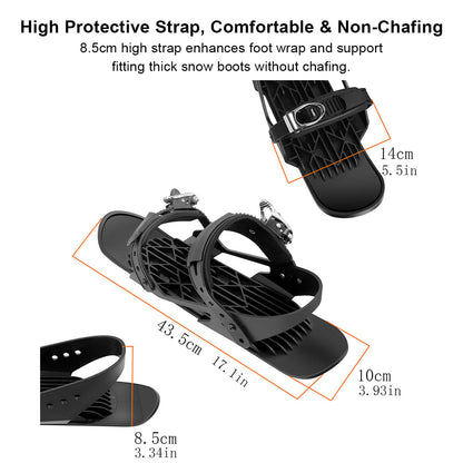 Red mini snow skates, ideal for kids and adults learning to ski or enjoying casual winter sports