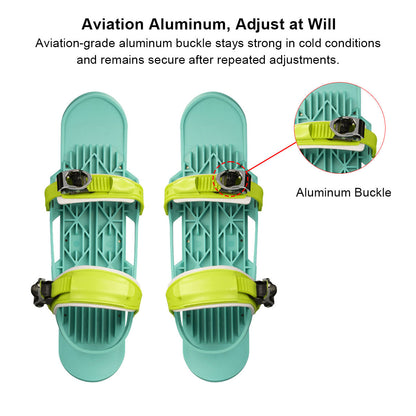 Compact and lightweight ski skates, excellent for traveling and spontaneous snow fun during cold season