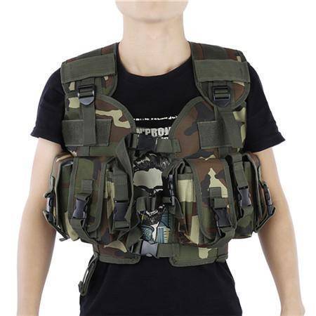Survival gear Molle vest, featuring internal pockets and modular design for outdoor adventures