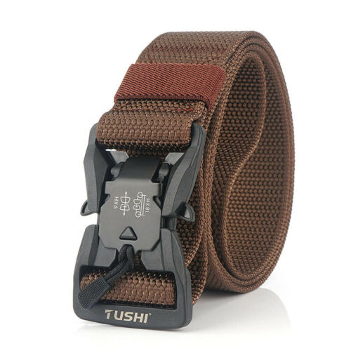 Olive green combat gear tactical belt with quick release buckle, designed for durability and outdoor activities.