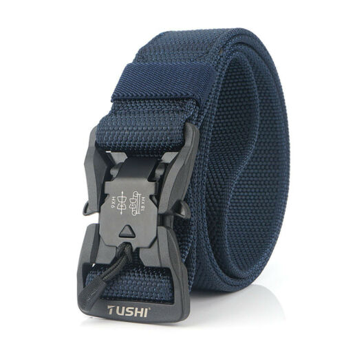 Detailed shot of the durable nylon webbing on a tactical belt, emphasizing its heavy-duty construction.
