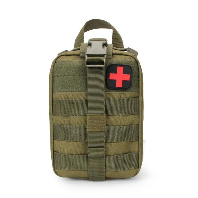Tactical black rip-away MOLLE pouch, an effective solution for carrying a medical or trauma kit.