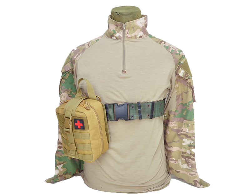 Unisex survival gear: rip-away MOLLE first aid pouch in black for outdoor emergency preparedness.