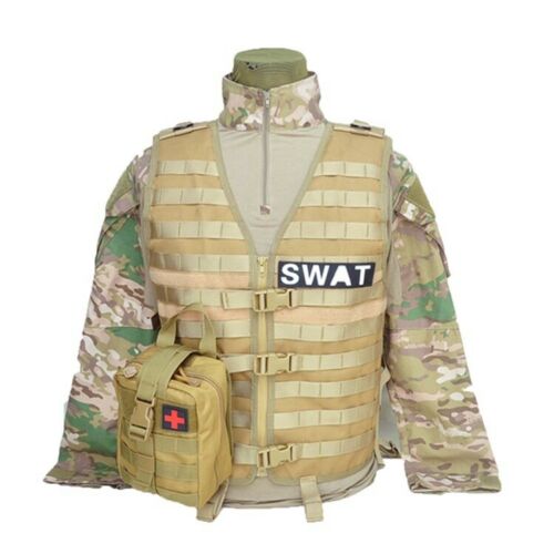 Compact rip-away medical pouch, MOLLE system, perfect for an IFAK or trauma kit, black color.