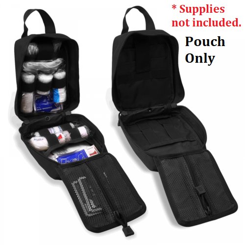 Rugged rip-away MOLLE tactical pouch, essential gear for carrying an EMT trauma kit discreetly.