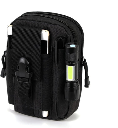 Different angles of the black MOLLE EDC utility pouch, showcasing its robust construction