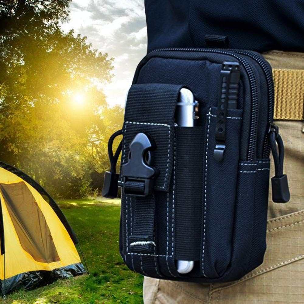 Military-style EDC pouch in black, perfect for carrying essentials during camping