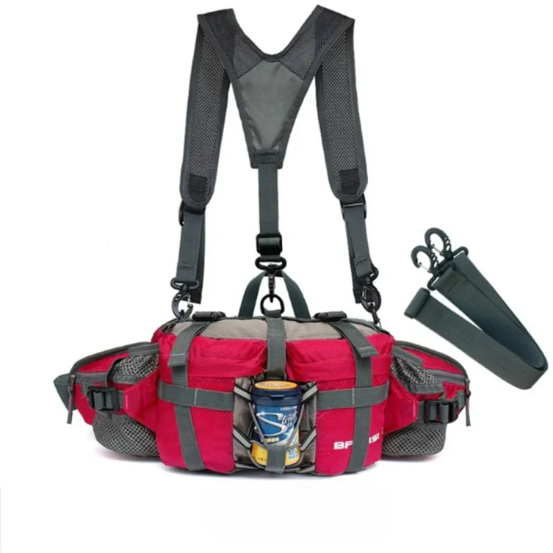 Unisex coyote brown tactical waist pack, designed for outdoor sports, hiking, and travel convenience