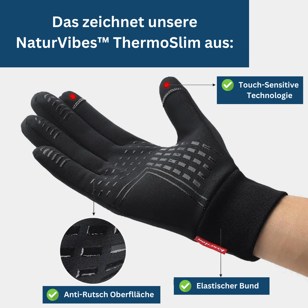 Pair of black unisex thermal gloves, ideal for outdoor sports in cold weather