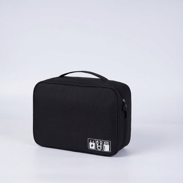 Convenient travel tech organizer bag for neat storage of electronics, chargers, and accessories.