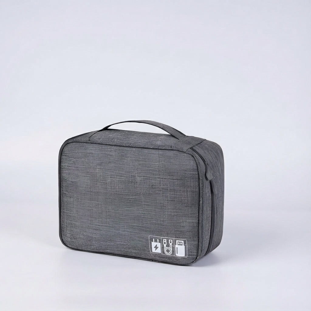 TechTidy travel gadget organizer bag for neat storage of electronics, cables, and chargers.