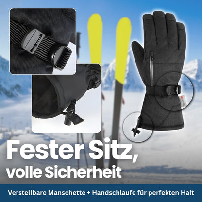 Durable black outdoor winter gloves, waterproof and thermal for men and women