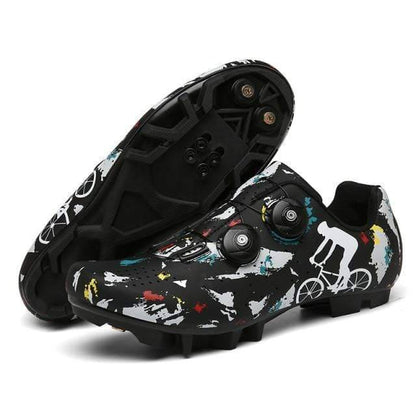 Side view of black unisex self-locking winter cycling shoes, essential bike gear