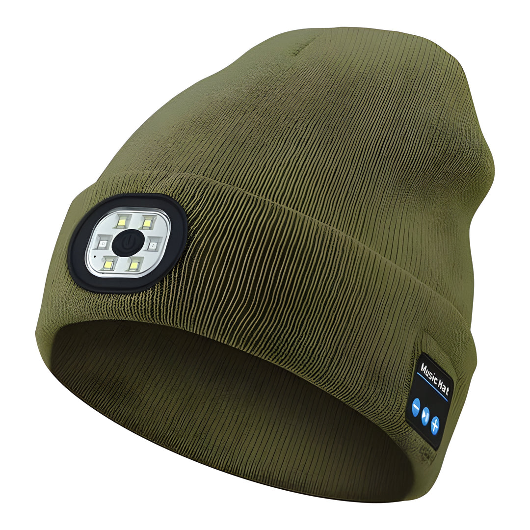 Stay warm & safe with this Bluetooth LED beanie, ideal for camping, hiking, or dog walking, hands-free music.