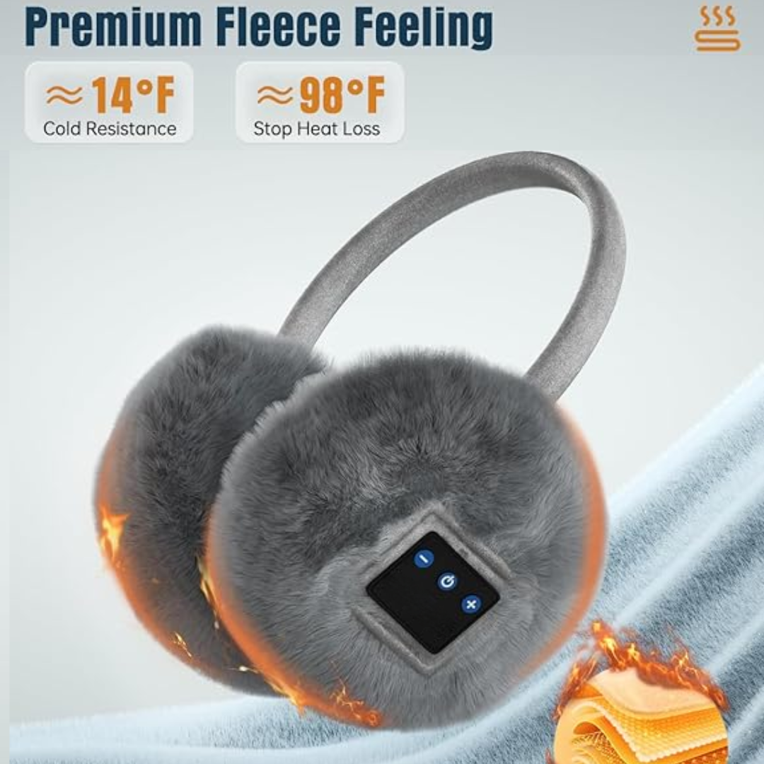 Unisex wireless Bluetooth ear warmers for hands-free music & calls, keeping you warm during winter outdoor activities.