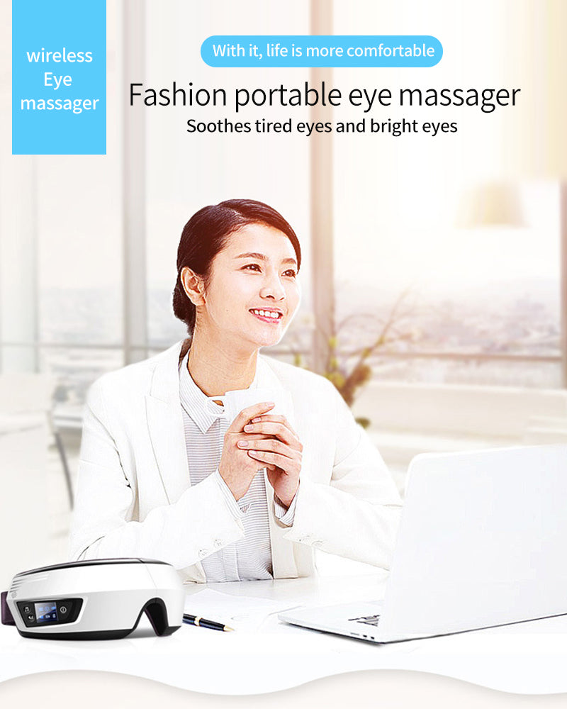 Experience deep relaxation with our unisex eye massager, featuring air pressure, heat & vibration.