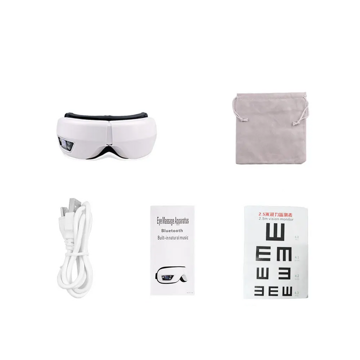 Bluetooth eye massager for eye fatigue, with rhythmic air pressure and comforting warm compress.