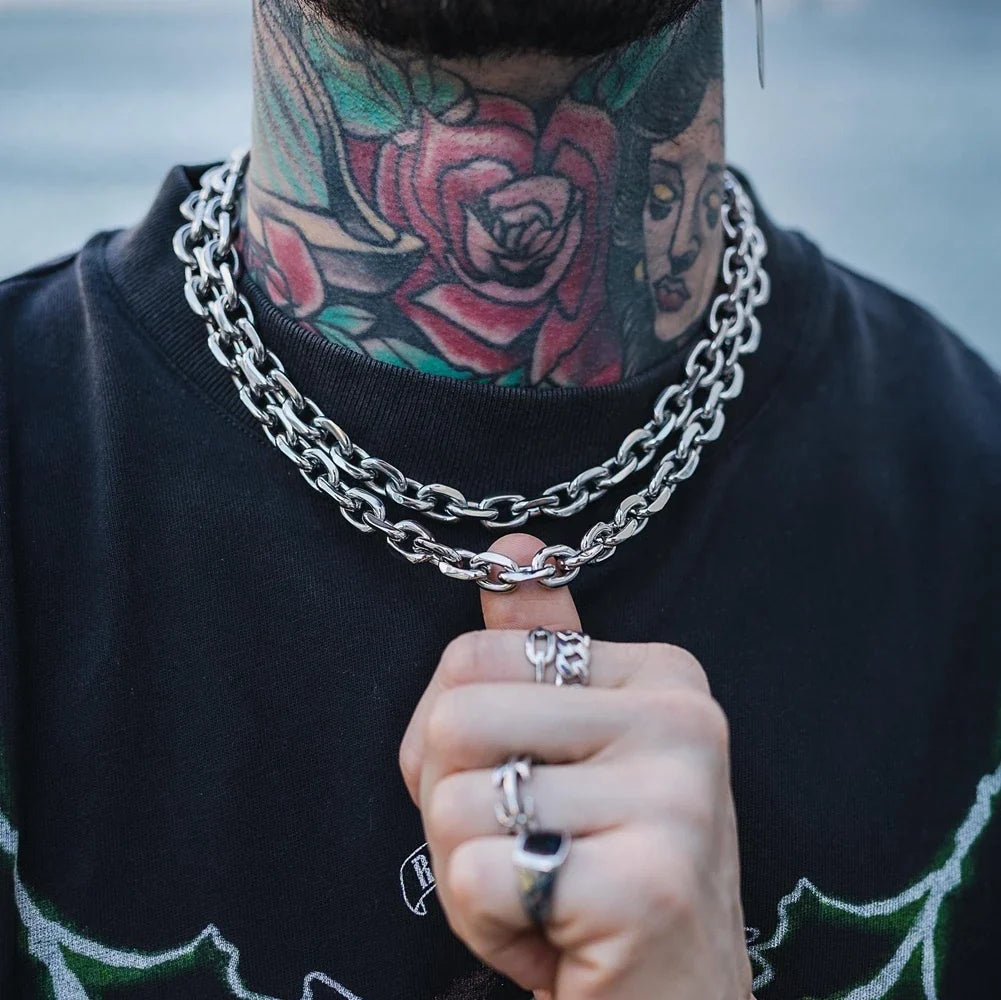 Durable men's bold chainlink necklace. Heavyweight, polished finish, and modern design. A perfect statement piece.