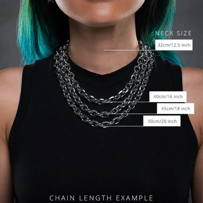 Polished finish on a bold, heavyweight chainlink necklace. Durable unisex design, perfect modern fashion statement.